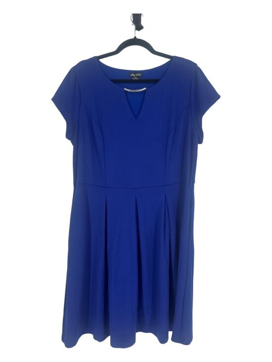 City Chic Dresses & Skirts - City Chic Royal Blue Fit Flare Dress Medium Plus Size V-Notch Cocktail